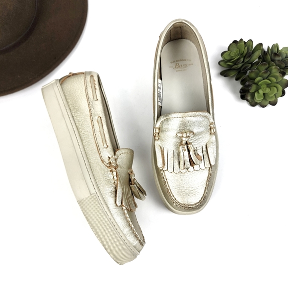 G.H. Bass & Co. Shoes - G. H. Bass Gold Leather Tassel Platform Sneakers